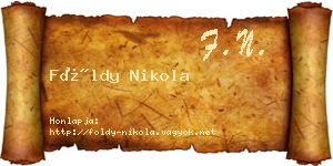 Földy Nikola névjegykártya
